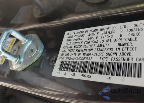 2010 Acura Tsx 3.5 from USA, damaged, VIN JH4CU4F45AC000562